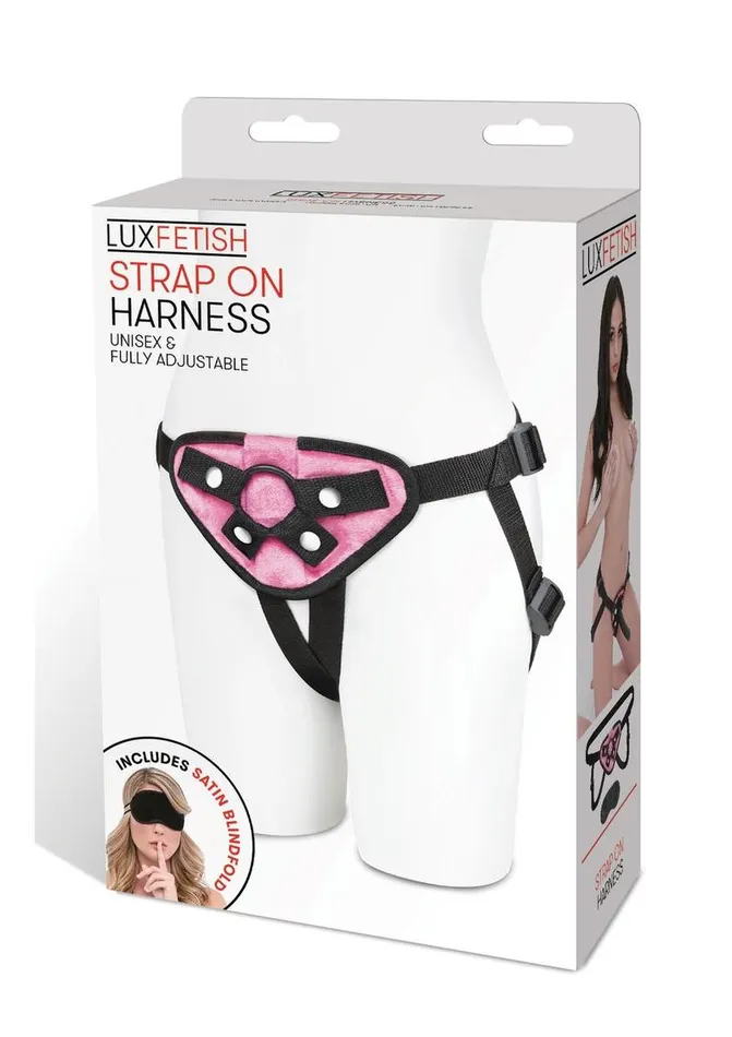 Lux Fetish Pink Velvet StrapOn Harness Adjustable Lux Fetish Female Sex Toys