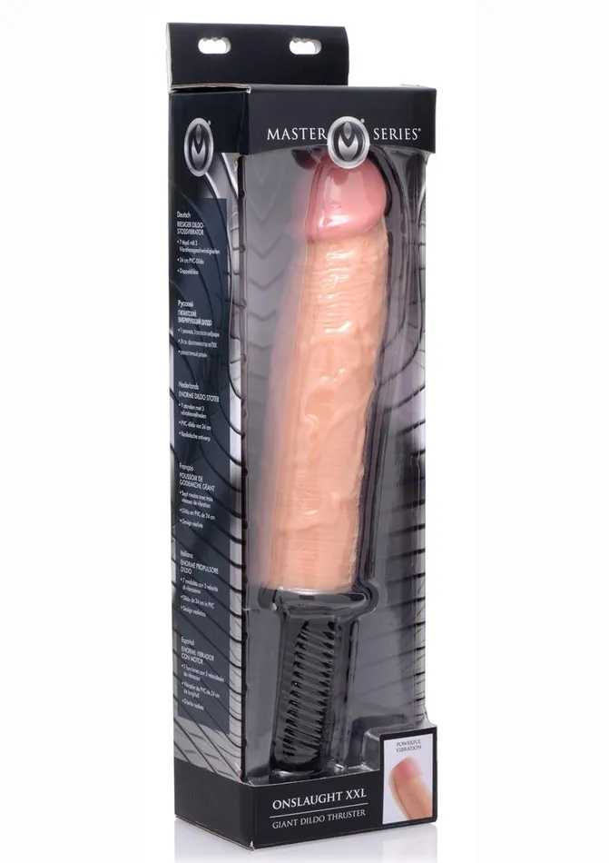 Master Series Female Sex Toys Master Series Onslaught XXL Vibrating Giant 975in Dildo Thruster