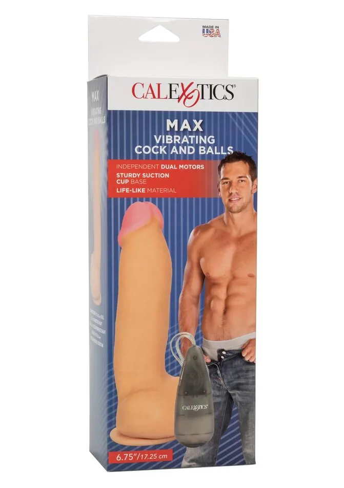 Max Vibrating Cock and Balls Dildo with Balls and Remote Control Lifelike Dongs Female Sex Toys