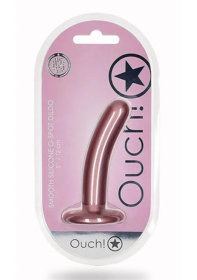 Ouch Smooth GSpot Silicone Dildo 5in Metallic Ouch Female Sex Toys