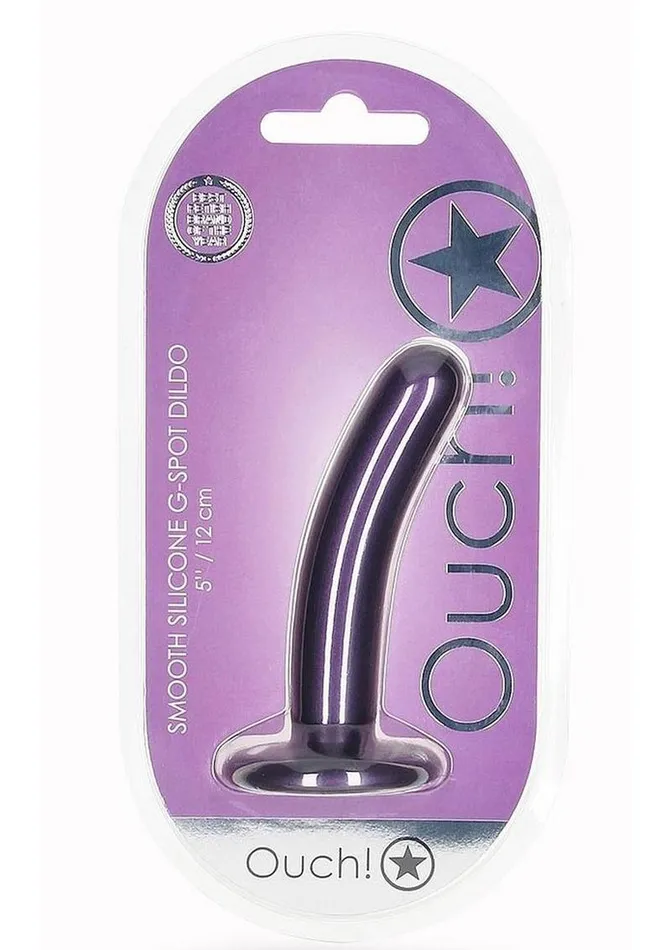 Ouch Smooth GSpot Silicone Dildo 5in Metallic Ouch Female Sex Toys