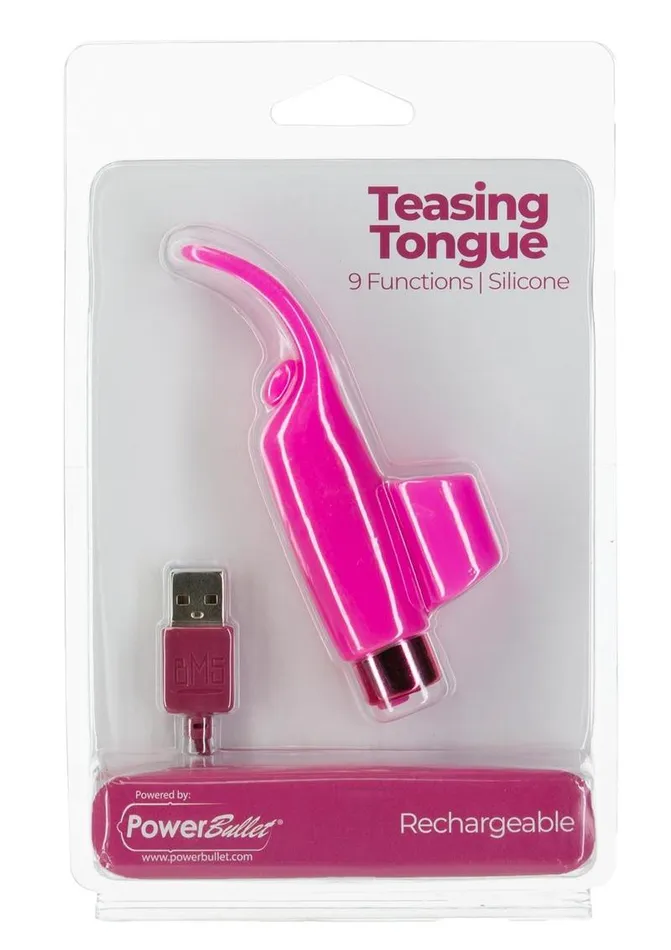 Powerbullet Silicone Teasing Tongue with Mini Rechargeable Bullet Powerbullet Female Sex Toys