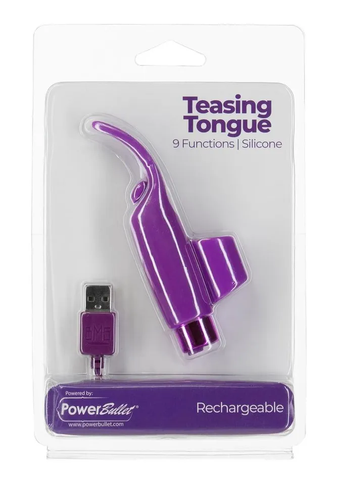 Powerbullet Silicone Teasing Tongue with Mini Rechargeable Bullet Powerbullet Female Sex Toys