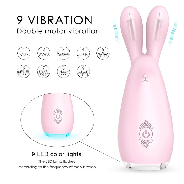 Rabbit Shape Silicone Vibrator Nipple G Spot Stimulator with 9 Patterns Sorlove Female Sex Toys