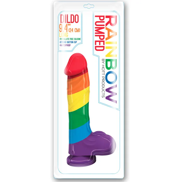 Rainbow Pumped Dildo w Suction Cup Balls Hott Products Dildos