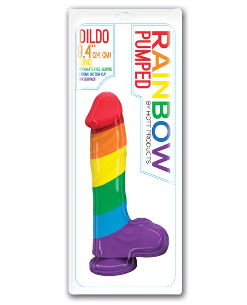 Rainbow Pumped Dildo w Suction Cup Balls Hott Products Dildos