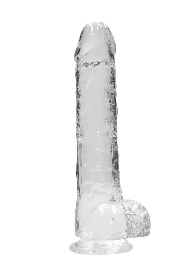 Real Rock Female Sex Toys Realrock Crystal Clear Dildo with Balls