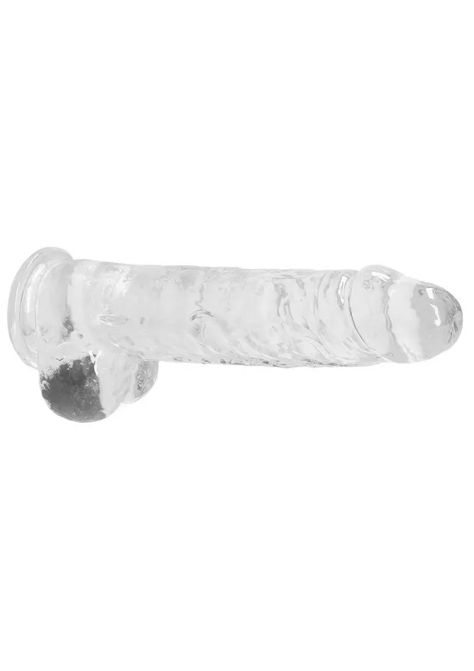 Real Rock Female Sex Toys Realrock Crystal Clear Dildo with Balls