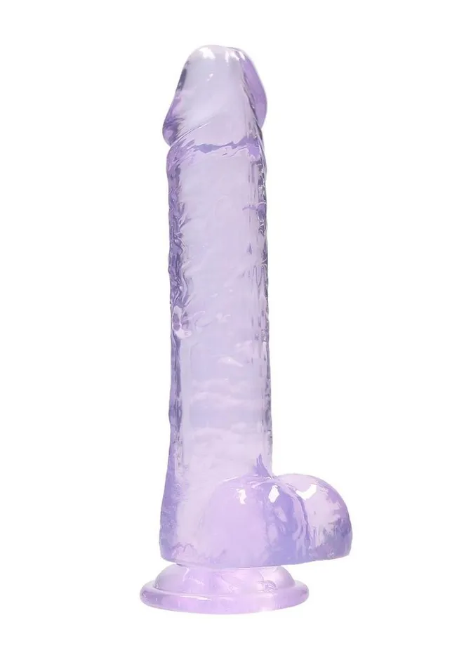 Real Rock Female Sex Toys Realrock Crystal Clear Dildo with Balls