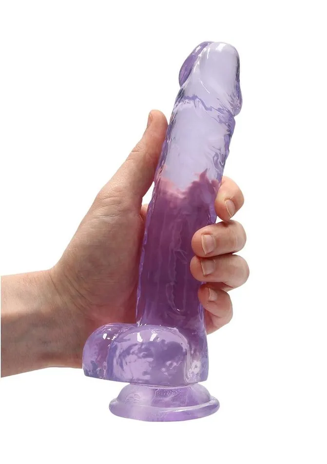 Real Rock Female Sex Toys Realrock Crystal Clear Dildo with Balls