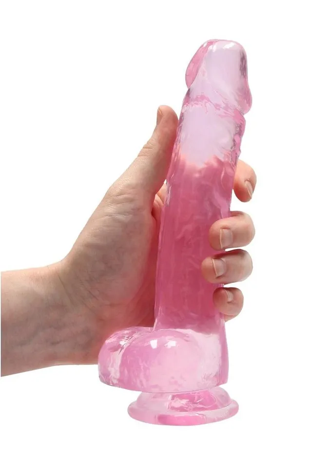 Real Rock Female Sex Toys Realrock Crystal Clear Dildo with Balls