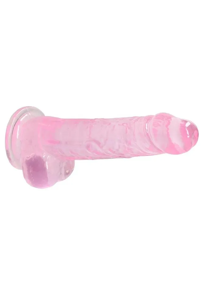 Real Rock Female Sex Toys Realrock Crystal Clear Dildo with Balls