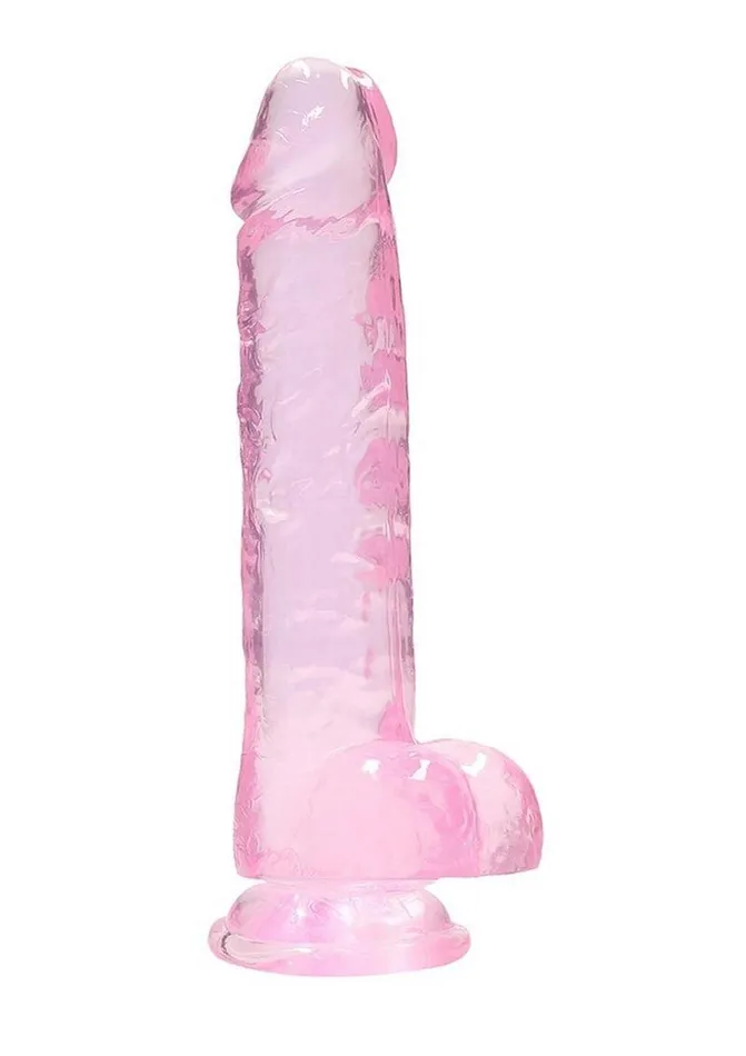 Real Rock Female Sex Toys Realrock Crystal Clear Dildo with Balls