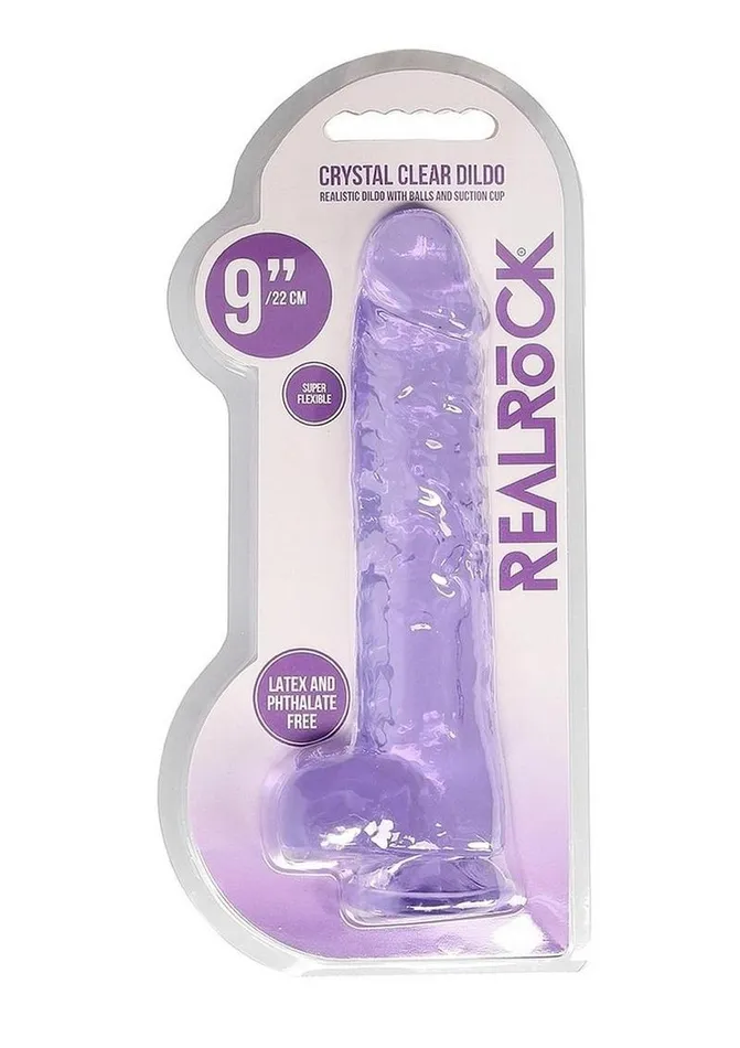 Real Rock Female Sex Toys Realrock Crystal Clear Dildo with Balls