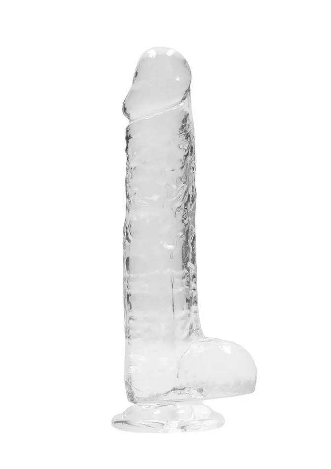 Real Rock Female Sex Toys Realrock Crystal Clear Dildo with Balls