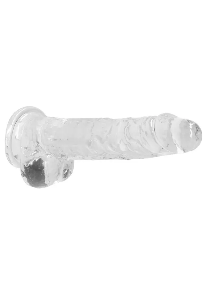 Real Rock Female Sex Toys Realrock Crystal Clear Dildo with Balls