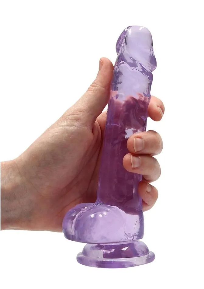 Real Rock Female Sex Toys Realrock Crystal Clear Dildo with Balls