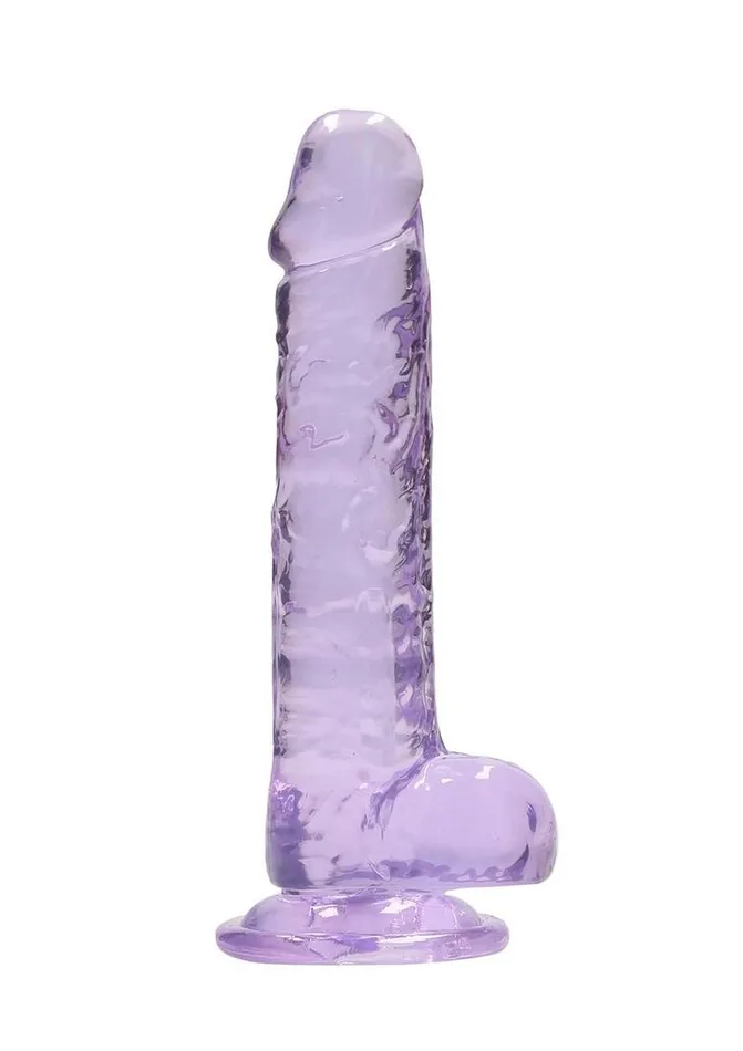 Real Rock Female Sex Toys Realrock Crystal Clear Dildo with Balls