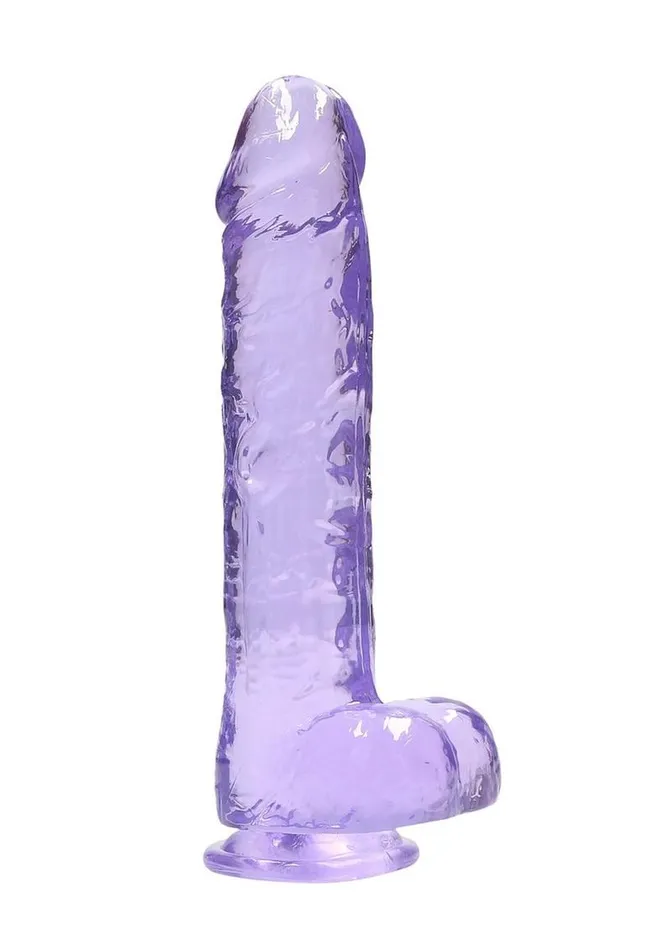 Real Rock Female Sex Toys Realrock Crystal Clear Dildo with Balls