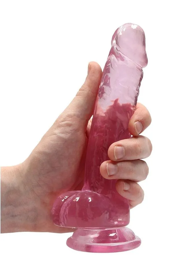 Real Rock Female Sex Toys Realrock Crystal Clear Dildo with Balls