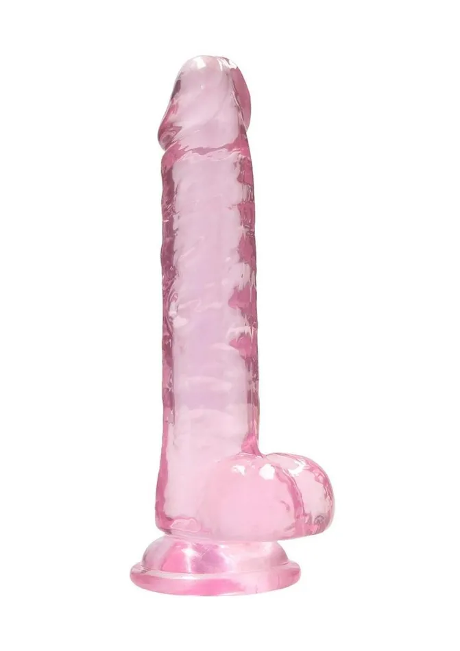 Real Rock Female Sex Toys Realrock Crystal Clear Dildo with Balls