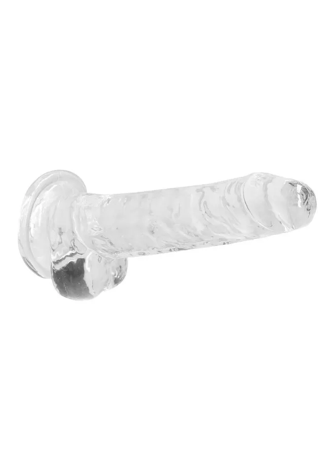 Real Rock Female Sex Toys Realrock Crystal Clear Dildo with Balls