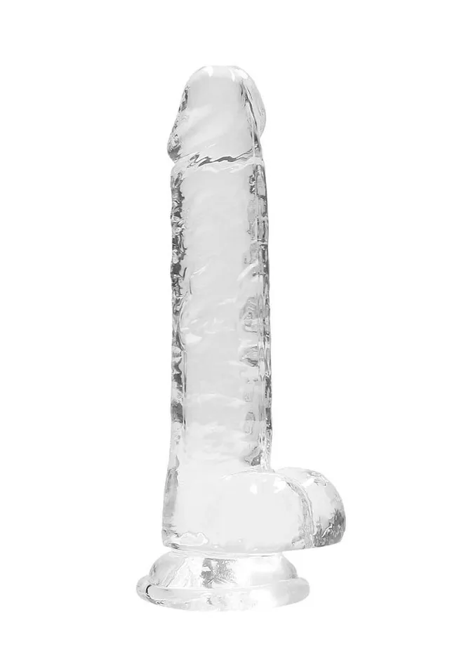 Real Rock Female Sex Toys Realrock Crystal Clear Dildo with Balls