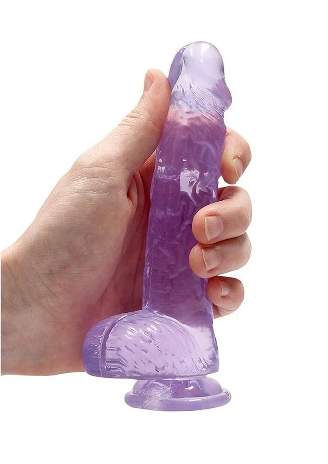 Real Rock Female Sex Toys Realrock Crystal Clear Dildo with Balls