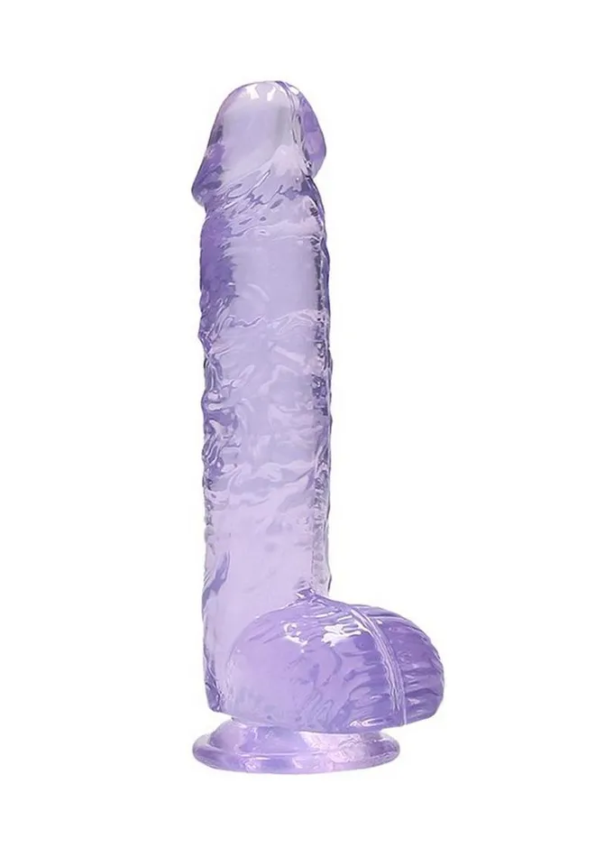 Real Rock Female Sex Toys Realrock Crystal Clear Dildo with Balls