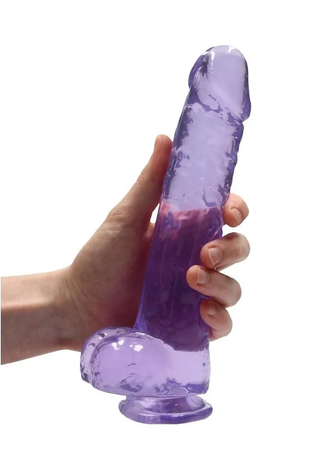 Real Rock Female Sex Toys Realrock Crystal Clear Dildo with Balls