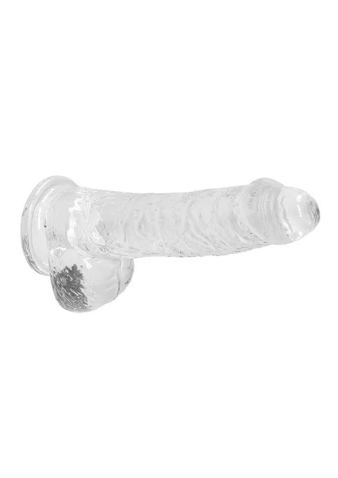 Real Rock Female Sex Toys Realrock Crystal Clear Dildo with Balls