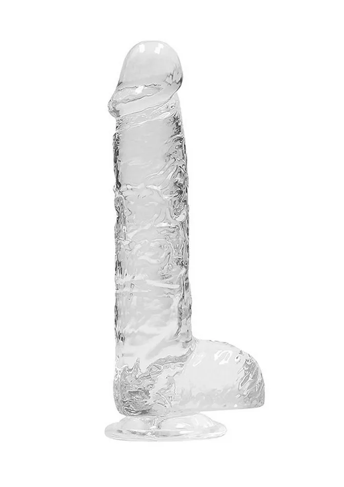 Real Rock Female Sex Toys Realrock Crystal Clear Dildo with Balls