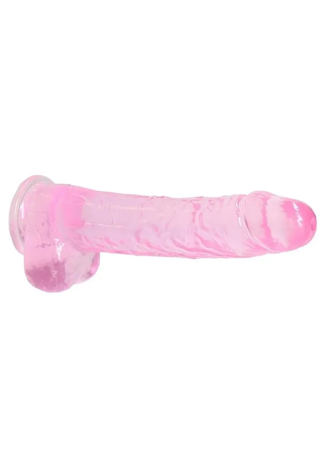 Real Rock Female Sex Toys Realrock Crystal Clear Dildo with Balls