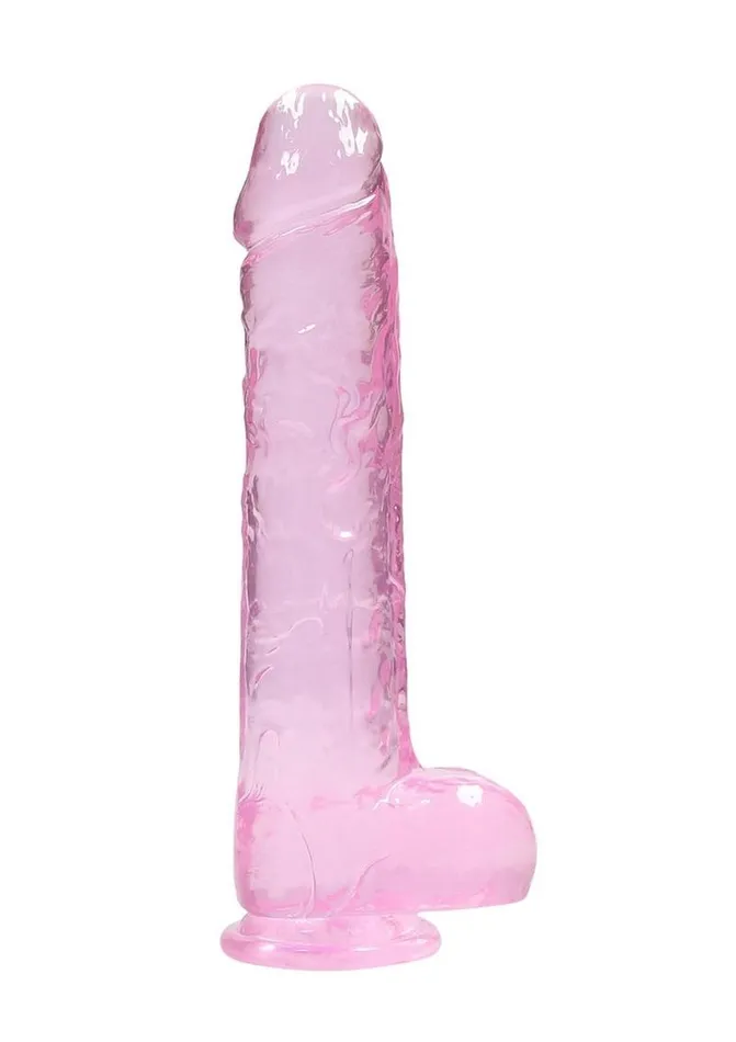 Real Rock Female Sex Toys Realrock Crystal Clear Dildo with Balls