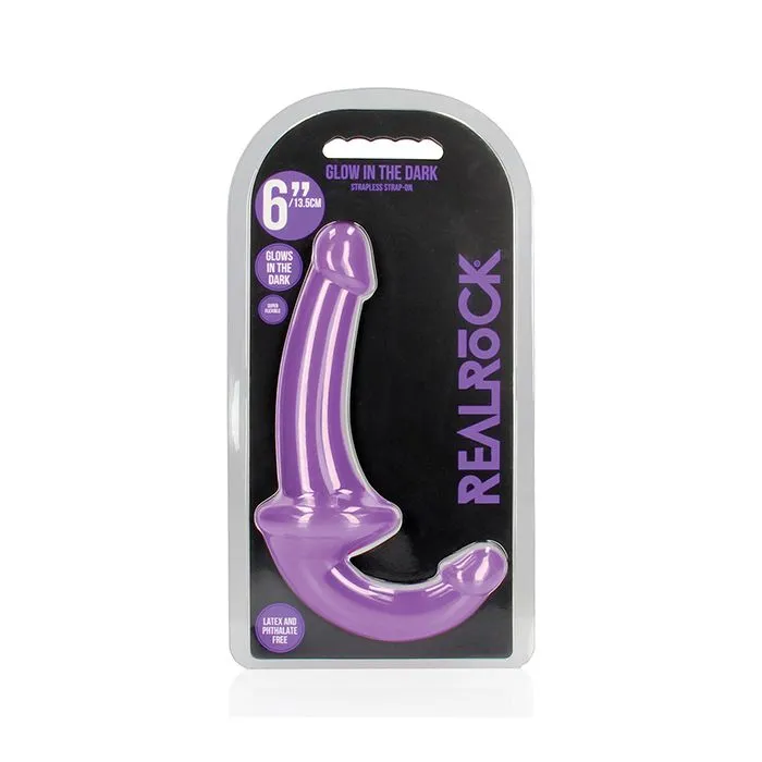 RealRock 6 Strapless Strap On Glow in the Dark Neon Purple Shots America LLC Female Sex Toys