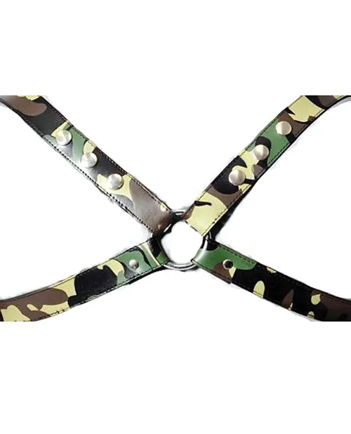 Sensual Sin Leather X Harness Camo SM Atlantas Products Ltd Uk Female Sex Toys