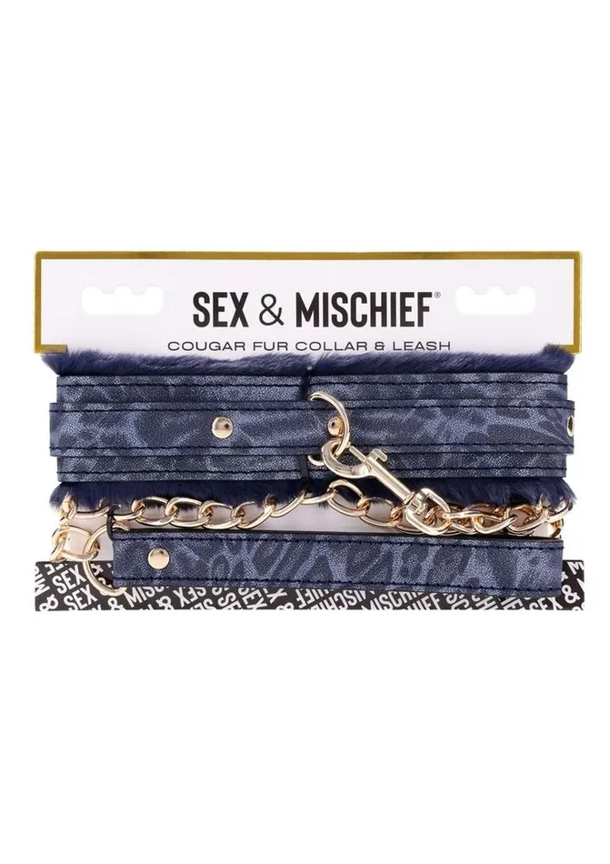 Sex and Mischief Couples Sex and Mischief Cougar Fur Collar Andamp Leash