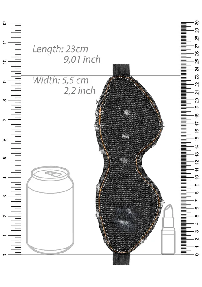 Shots America Denim Eye Mask Roughend Denim Style Black Anal