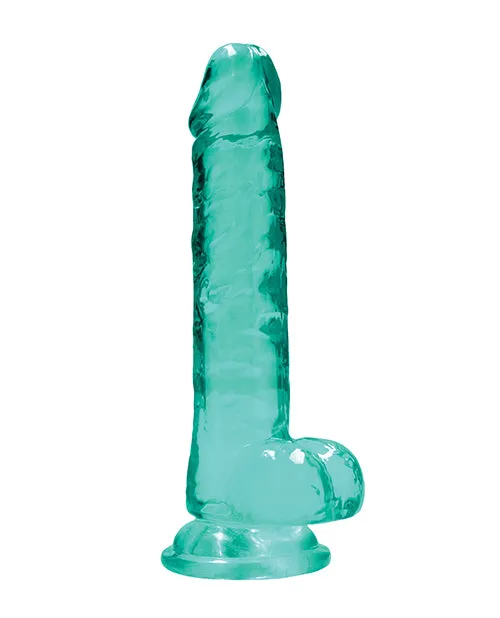 Shots America LLC Female Sex Toys Realrock Crystal Clear 7 Dildo with Balls Turquoise