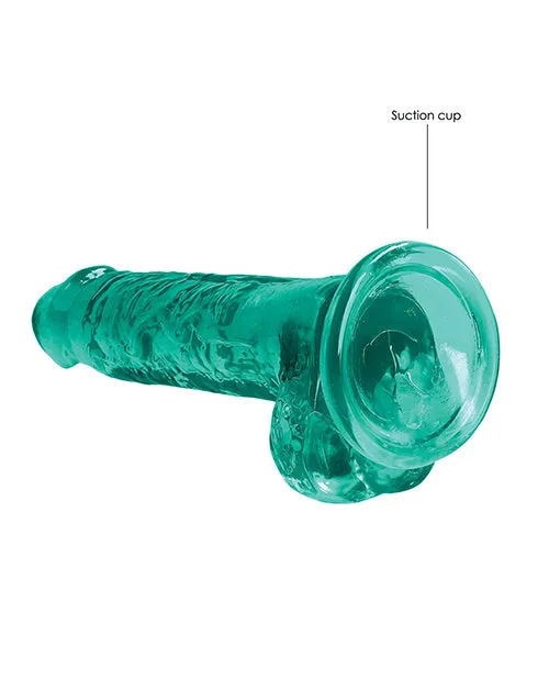 Shots America LLC Female Sex Toys Realrock Crystal Clear 7 Dildo with Balls Turquoise