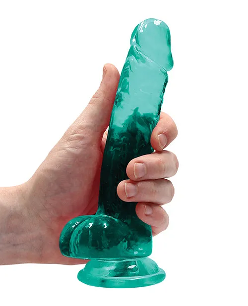 Shots America LLC Female Sex Toys Realrock Crystal Clear 7 Dildo with Balls Turquoise