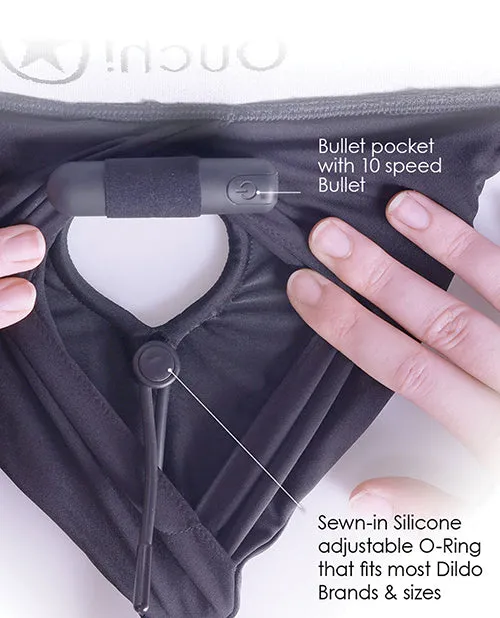 Shots America LLC Vibrating Strap On Brief Black XLXXL Female Sex Toys