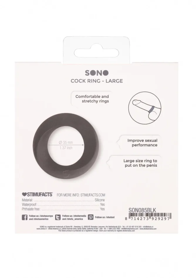 Shots America Male Sex Toys No 85 Cock Ring Large Black