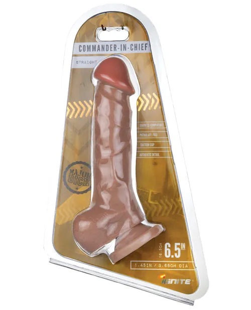 SI Novelties Female Sex Toys Major Dick Straight w Balls Suction Cup Commander in Chief