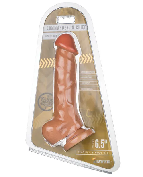 SI Novelties Female Sex Toys Major Dick Straight w Balls Suction Cup Commander in Chief