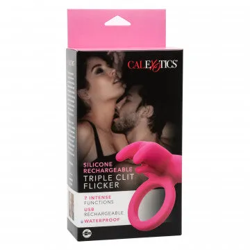 Silicone Rechargeable Triple Clit Flicker Nice and nasty Bz Female Sex Toys