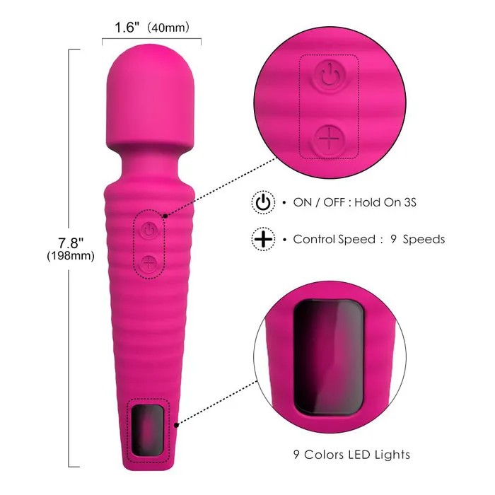 Sorlove Female Sex Toys 360 Flexible Neck 9 Intensities Wand Massager with 9 Color LED Lights