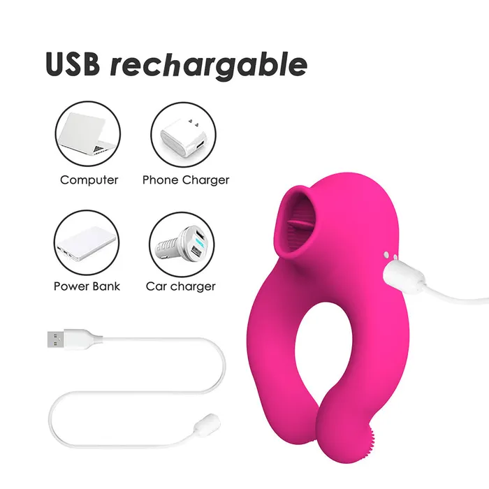 Sorlove Male Sex Toys Couple Vibrator With Cock Ring And Clitoris Licking Stimulator 7 Modes