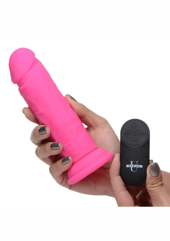 STRAP U Female Sex Toys Strap U Power Player 28x Vibrating Silicone Rechargeable Dildo 65in with Remote Control