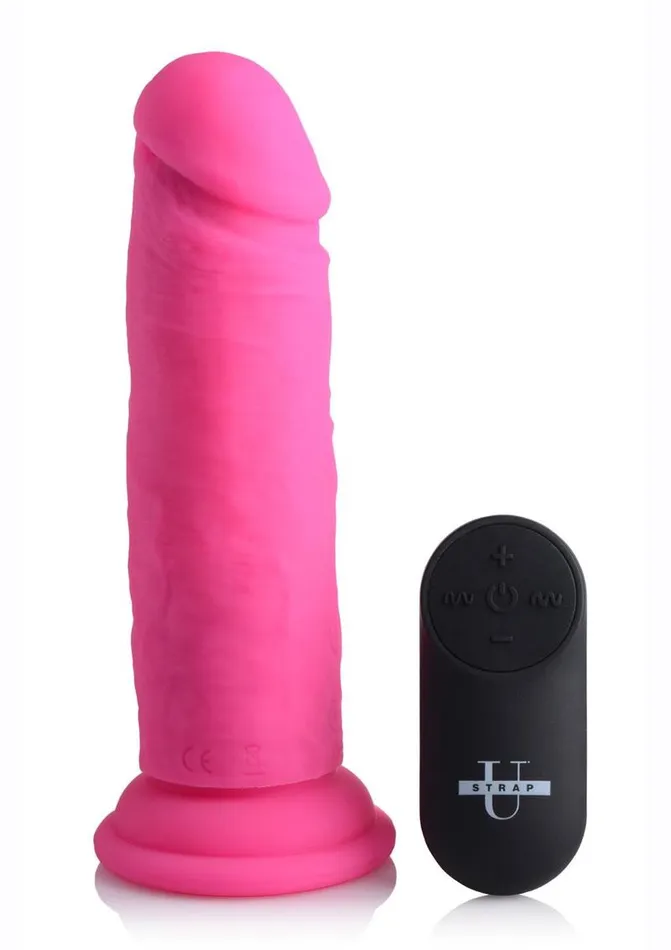 STRAP U Female Sex Toys Strap U Power Player 28x Vibrating Silicone Rechargeable Dildo 65in with Remote Control